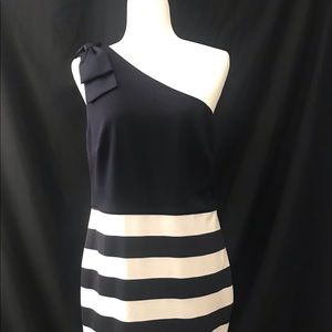 Ted Baker Rowing Stripe One Shoulder Dress Sz 5 stripes striped red white blue
